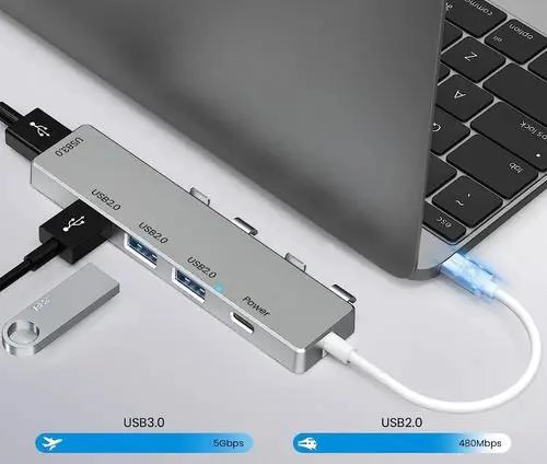 ADAPTADOR HUB USB TIPO C CON 4 PUERTOS EN COLOR PLATEADO - 4