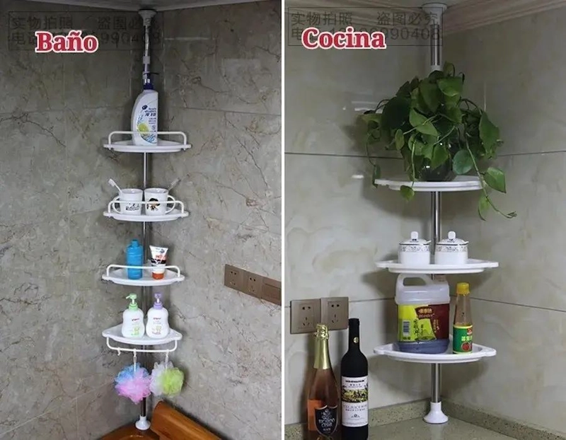 ESTANTERIA TELESCOPICA PARA DUCHA Y BAÑO CON GANCHOS - 7