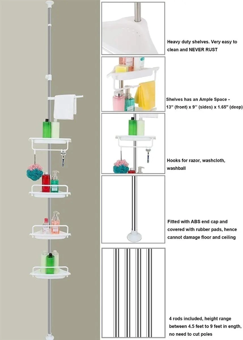 ESQUINERO DE DUCHA Y BAÑO AJUSTABLE CON 4 REPISAS - 3