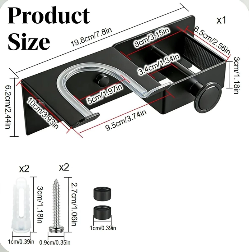 SOPORTE ORGANIZADOR PARA SECADOR Y PLANCHA DE PELO NEGRO - 4