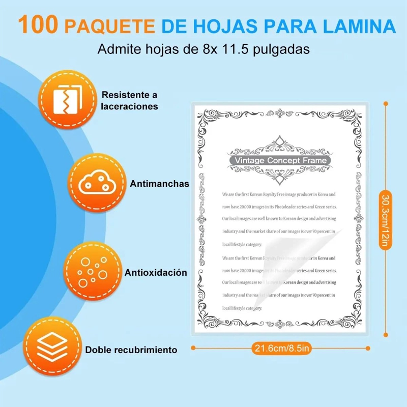 100 LAMINAS A4 PARA PLASTIFICAR DOCUMENTOS DE 100 MICRONES - 2