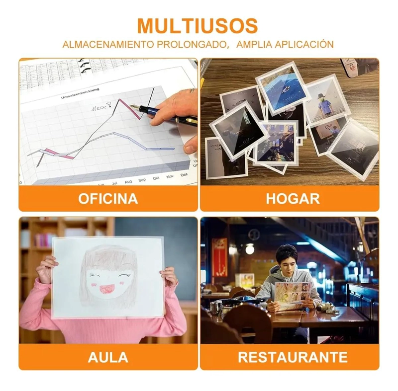 100 LAMINAS A4 PARA PLASTIFICAR DOCUMENTOS DE 100 MICRONES - 9