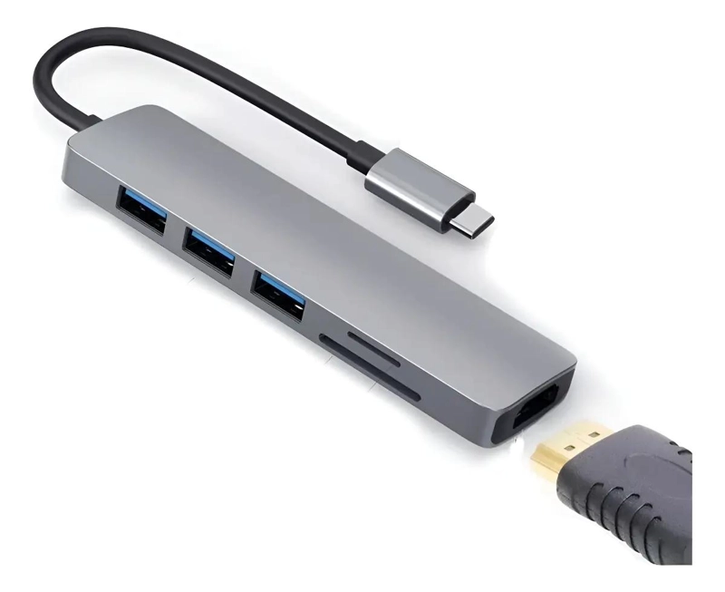 ADAPTADOR USB TIPO C 6 EN 1 CON HDMI Y USB 3.0 - 1
