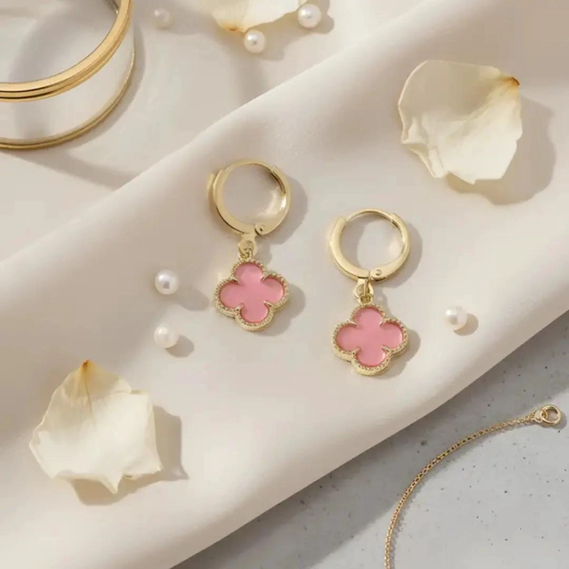AROS ENCHAPADOS EN ORO CON DISEÑO DE FLOR ELEGANTE - 5