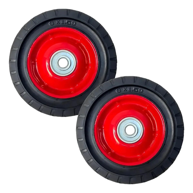 PACK DE 2 RUEDAS MACIZAS ROJAS DE 6 PULGADAS PARA CARROS - 1
