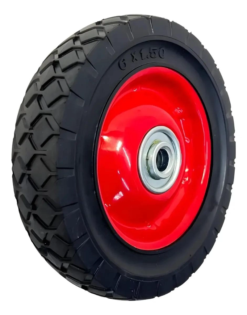 PACK DE 2 RUEDAS MACIZAS ROJAS DE 6 PULGADAS PARA CARROS - 3