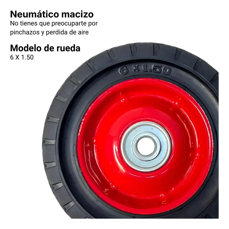 PACK DE 2 RUEDAS MACIZAS ROJAS DE 6 PULGADAS PARA CARROS - 5