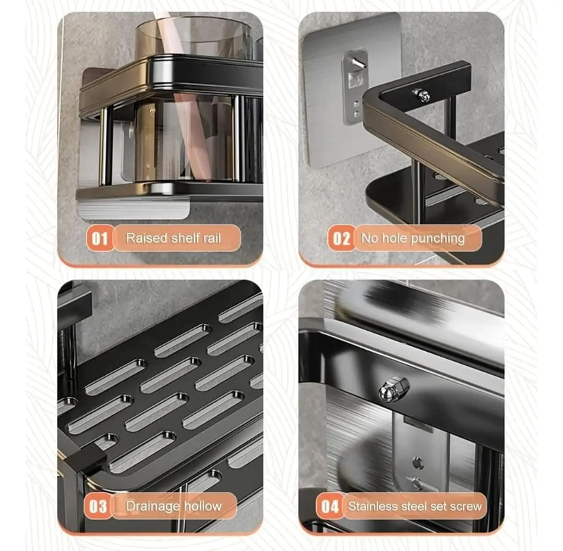 SET DE 2 ORGANIZADORES DE DUCHA ADHESIVOS PARA BAÑO - 4