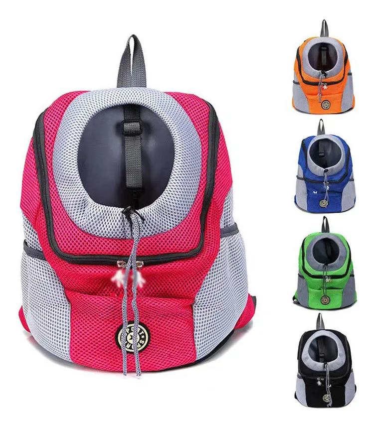 MOCHILA TRANSPORTADORA ROJA PARA MASCOTAS PEQUEÑAS CON VENTILACION - 2