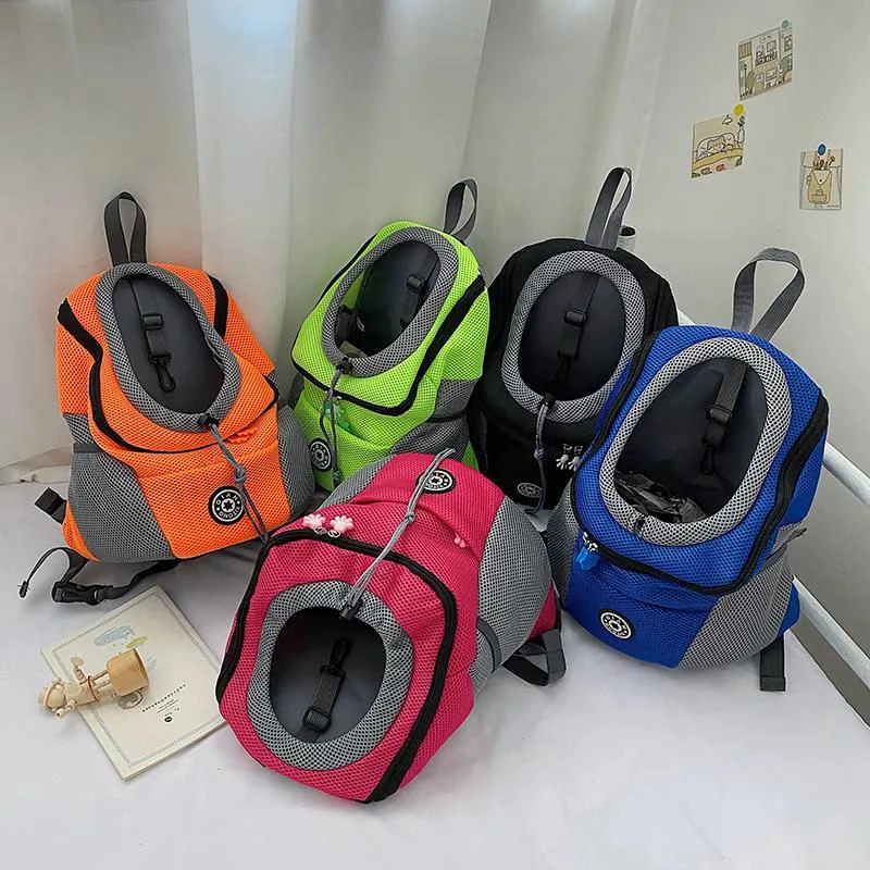 MOCHILA TRANSPORTADORA ROJA PARA MASCOTAS PEQUEÑAS CON VENTILACION - 7