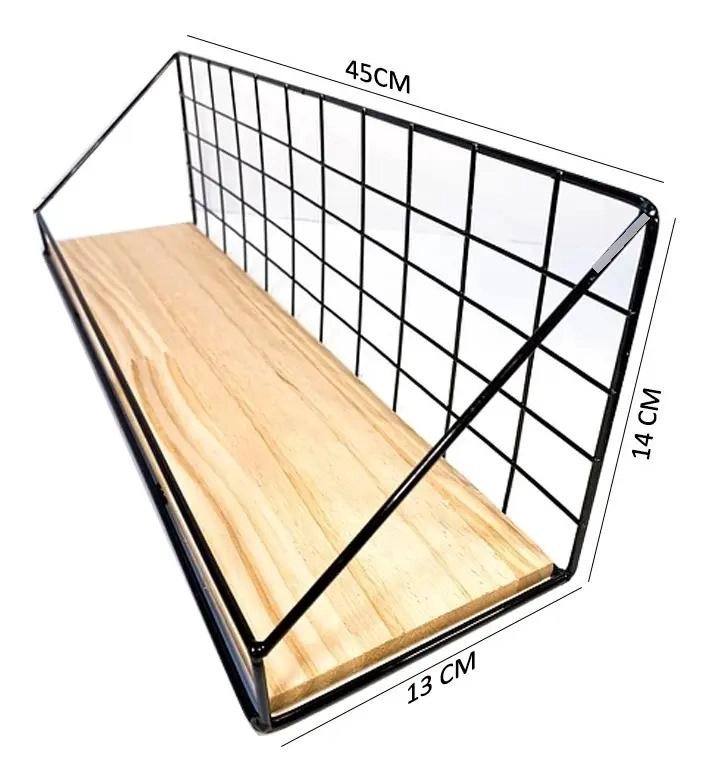 REPISA ORGANIZADOR DE METAL Y MADERA CON ADHESIVO PARA PARED - 2
