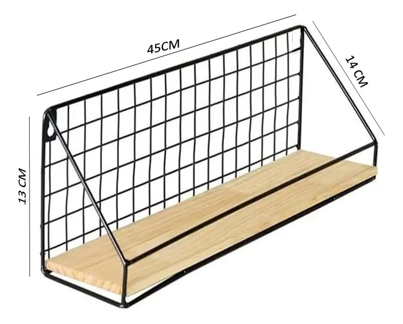 REPISA ORGANIZADOR DE METAL Y MADERA CON ADHESIVO PARA PARED - 4