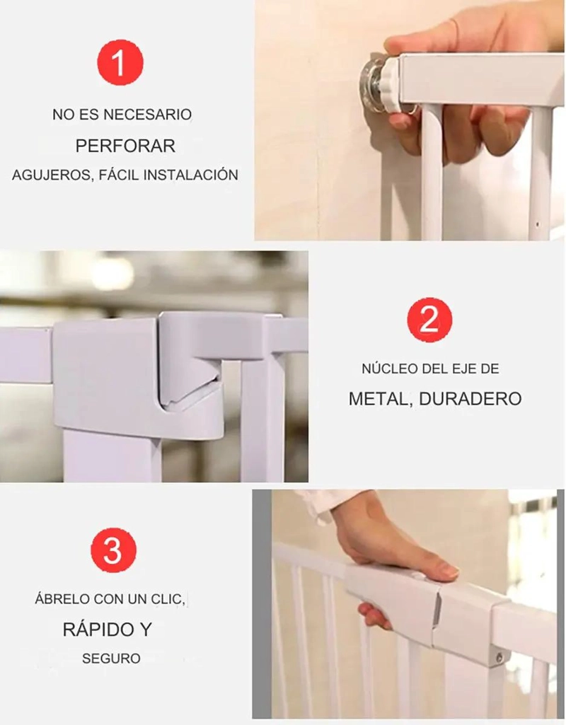 REJA DE SEGURIDAD AJUSTABLE PARA BEBE S Y MASCOTAS COLOR BLANCO - 4