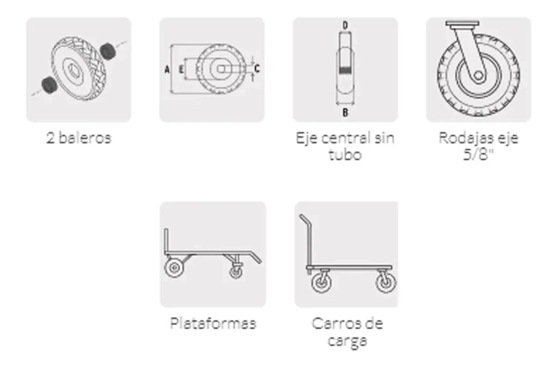 RUEDA COMPLETA PARA CARRO IMPONCHABLE DE 8 PULGADAS - 2