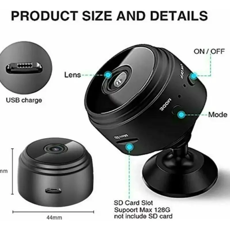 CAMARA ESPIA DE SEGURIDAD COMPACTA CON VISION NOCTURNA - 3