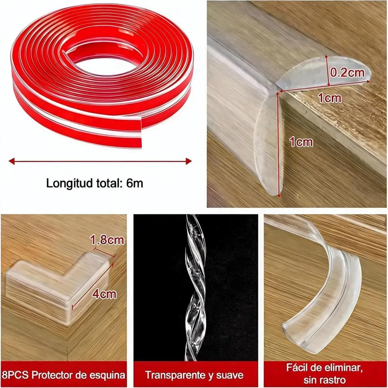 PROTECTOR DE ESQUINAS Y BORDES TRANSPARENTES PARA MUEBLES 600CM - 2