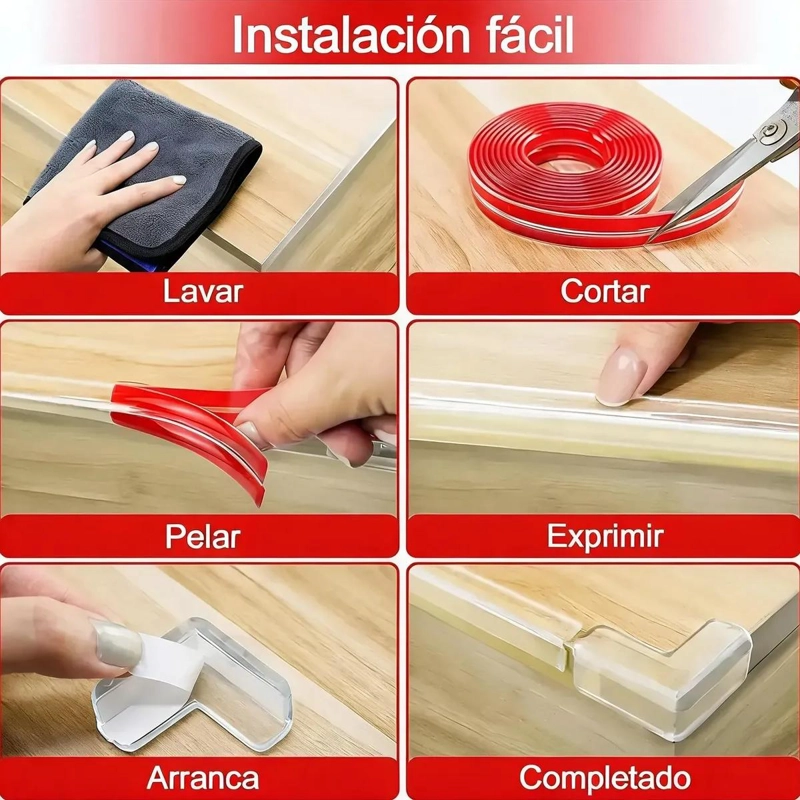 PROTECTOR DE ESQUINAS Y BORDES TRANSPARENTES PARA MUEBLES 600CM - 3