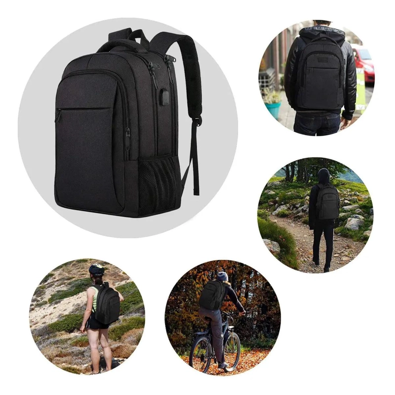 MOCHILA IMPERMEABLE ANTIRROBO PARA NOTEBOOK CON DISEÑO LISO - 4