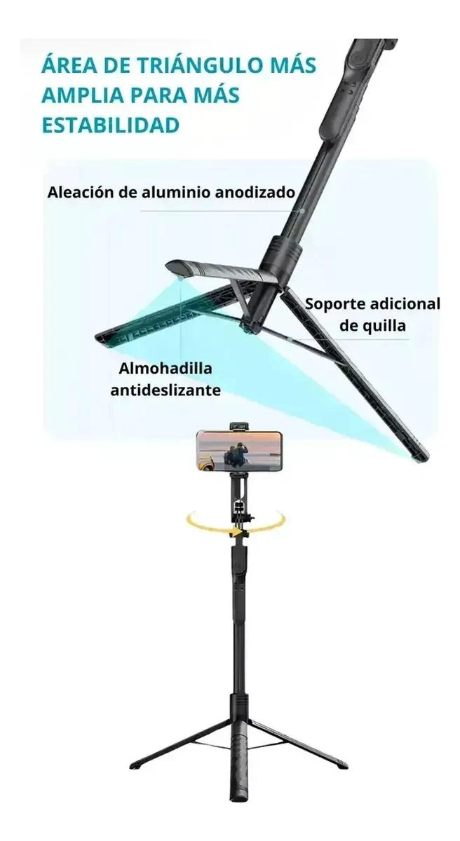 TRIPODE ESTABILIZADOR 360° CON CONTROL REMOTO BLUETOOTH - 4