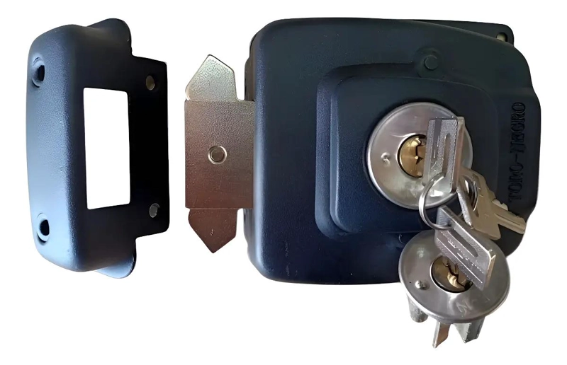 CERRADURA CANGREJO NEGRA REVERSIBLE PARA PUERTAS DE 35 A 50 MM - 1