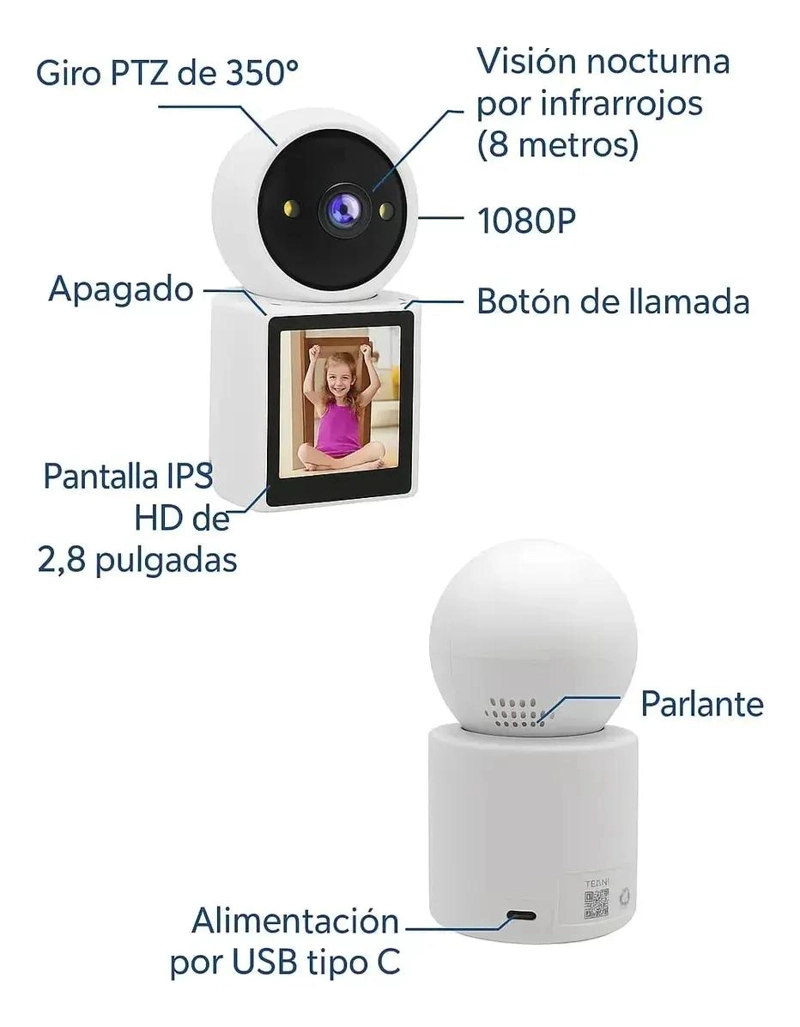 CAMARA DE VIDEOLLAMADAS INTERIOR CON PANTALLA HD Y VISION NOCTURNA - 6