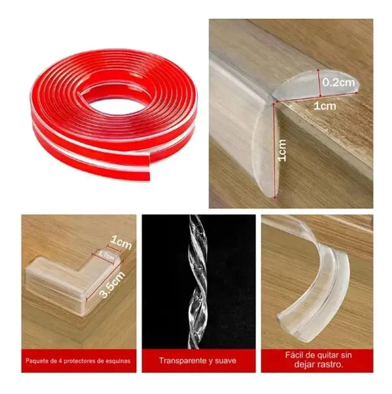 PROTECTOR DE SILICONA TRANSPARENTE PARA ESQUINAS DE MUEBLES 6M - 5