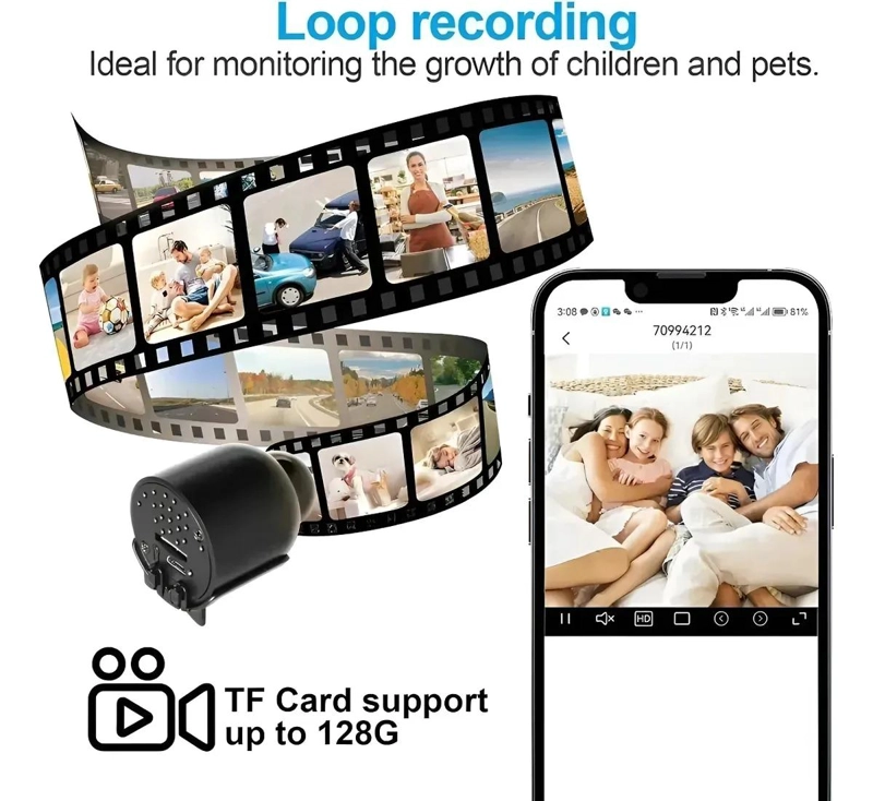 MINI CAMARA WIFI 1080P HD CON VISION NOCTURNA PARA SEGURIDAD - 6