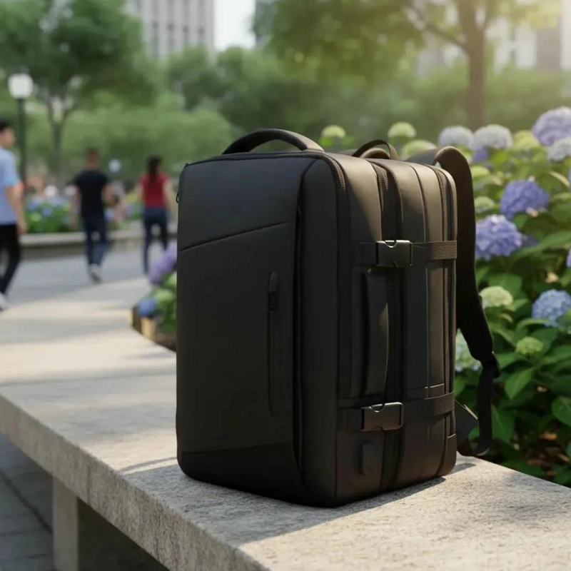 MOCHILA MALETA IMPERMEABLE ANTIRROBO EXPANDIBLE 35L USB - 9