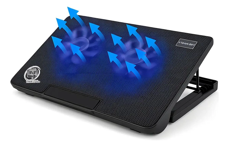 SOPORTE VERTICAL PARA NOTEBOOK CON VENTILADOR Y LUZ LED AZUL - 1