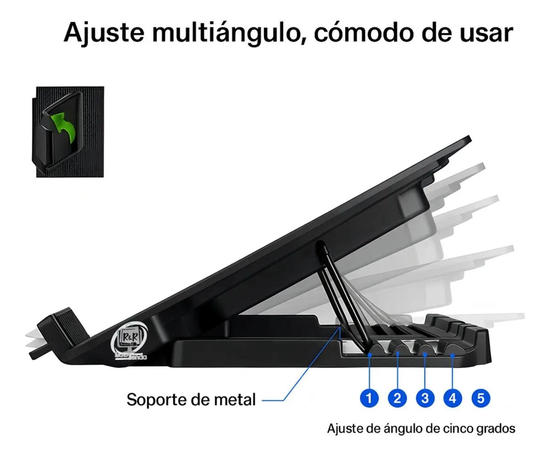 SOPORTE VERTICAL PARA NOTEBOOK CON VENTILADOR Y LUZ LED AZUL - 2