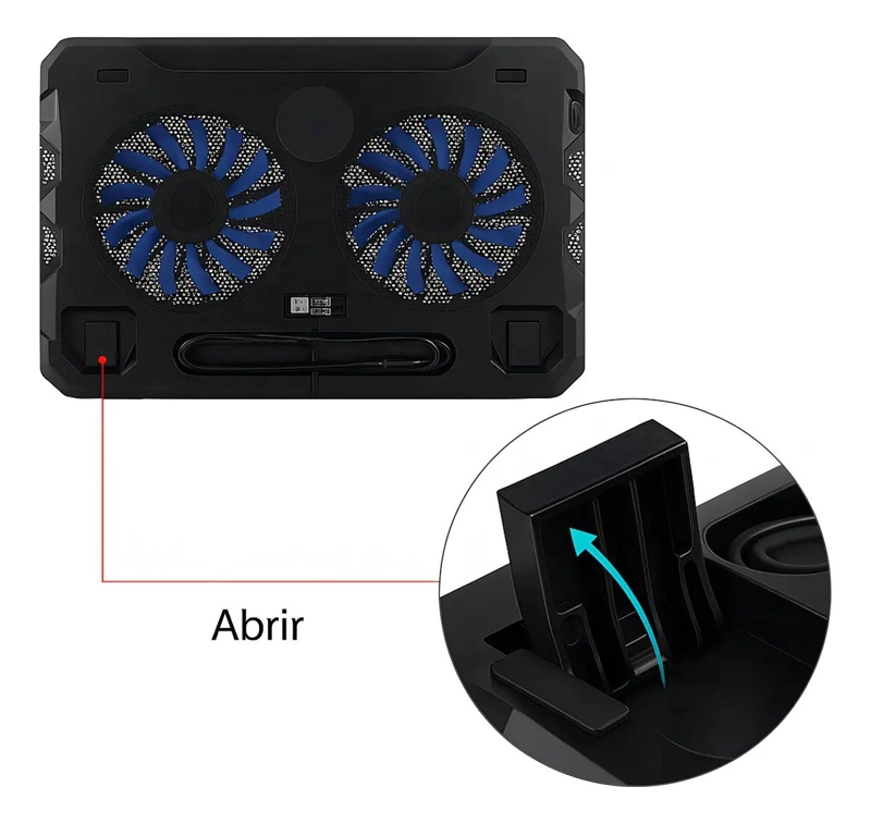 SOPORTE VERTICAL PARA NOTEBOOK CON VENTILADOR Y LUZ LED AZUL - 3