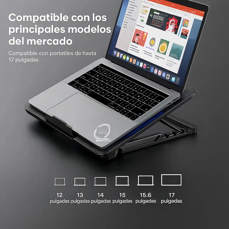 SOPORTE VERTICAL PARA NOTEBOOK CON VENTILADOR Y LUZ LED AZUL - 7