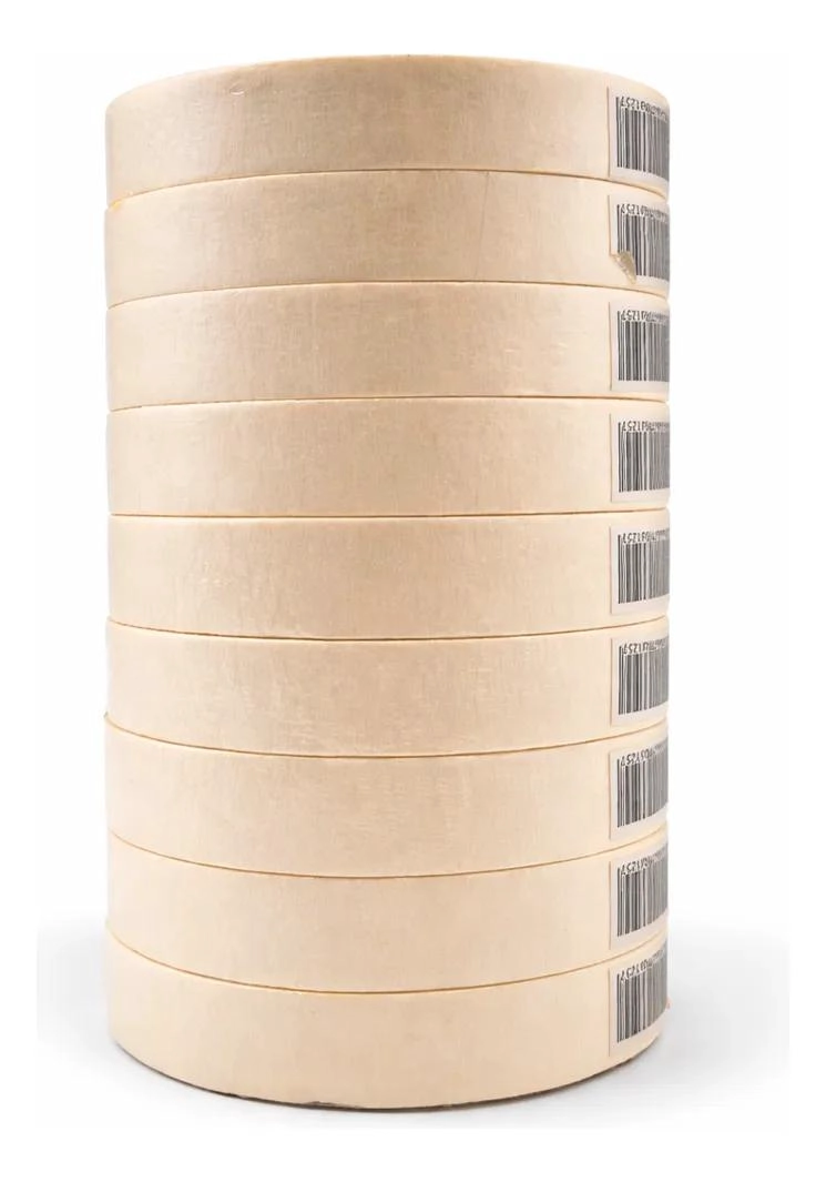PACK DE 9 ROLLOS DE CINTA ENMASCARAR 18MM 40M BEIGE - 1