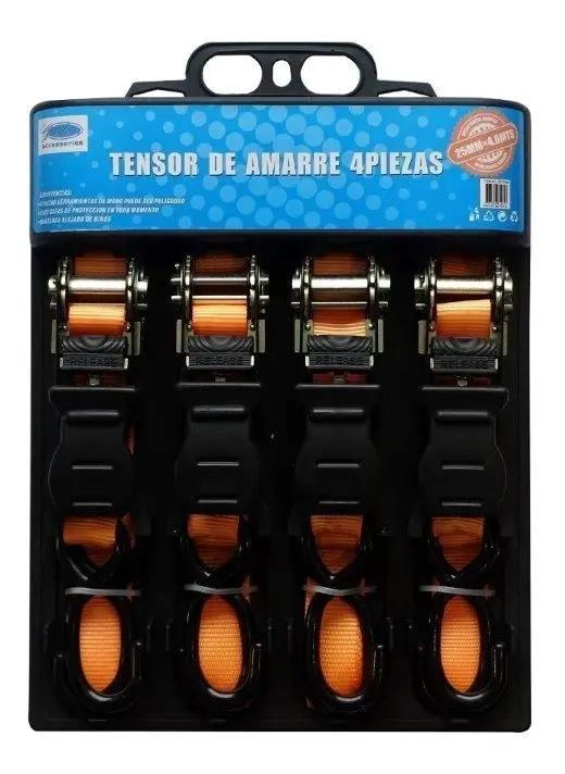 PACK DE 4 CORREAS DE AMARRE DE 4,6 METROS PARA CARGA SEGURA - 1
