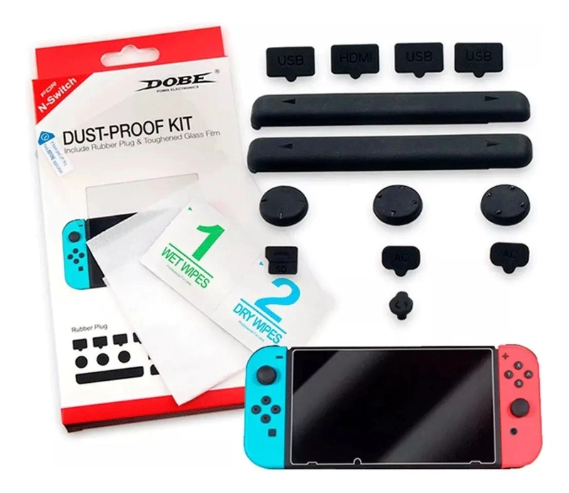 KIT PROTECTOR COMPLETO PARA CONSOLA N-SWITCH CON LAMINA Y GOMA - 4