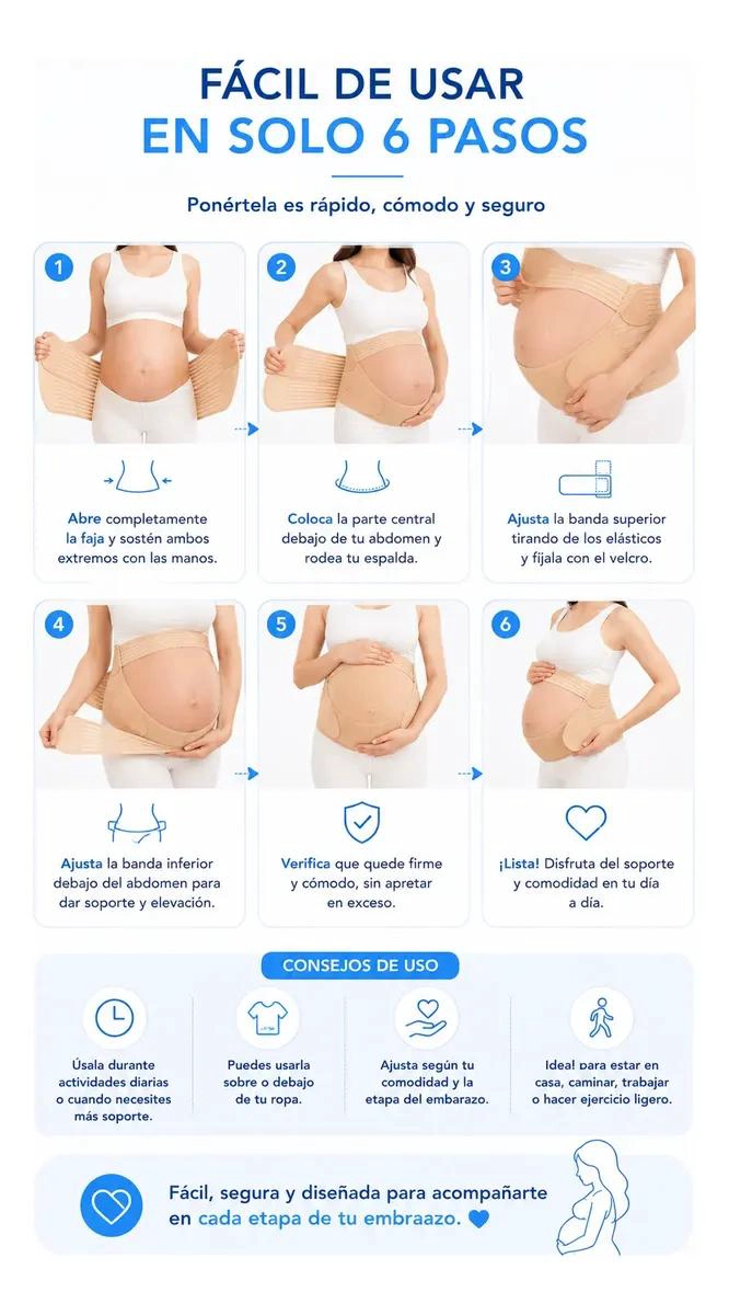 FAJA PRENATAL AJUSTABLE PARA SOPORTE LUMBAR Y ABDOMINAL - 3