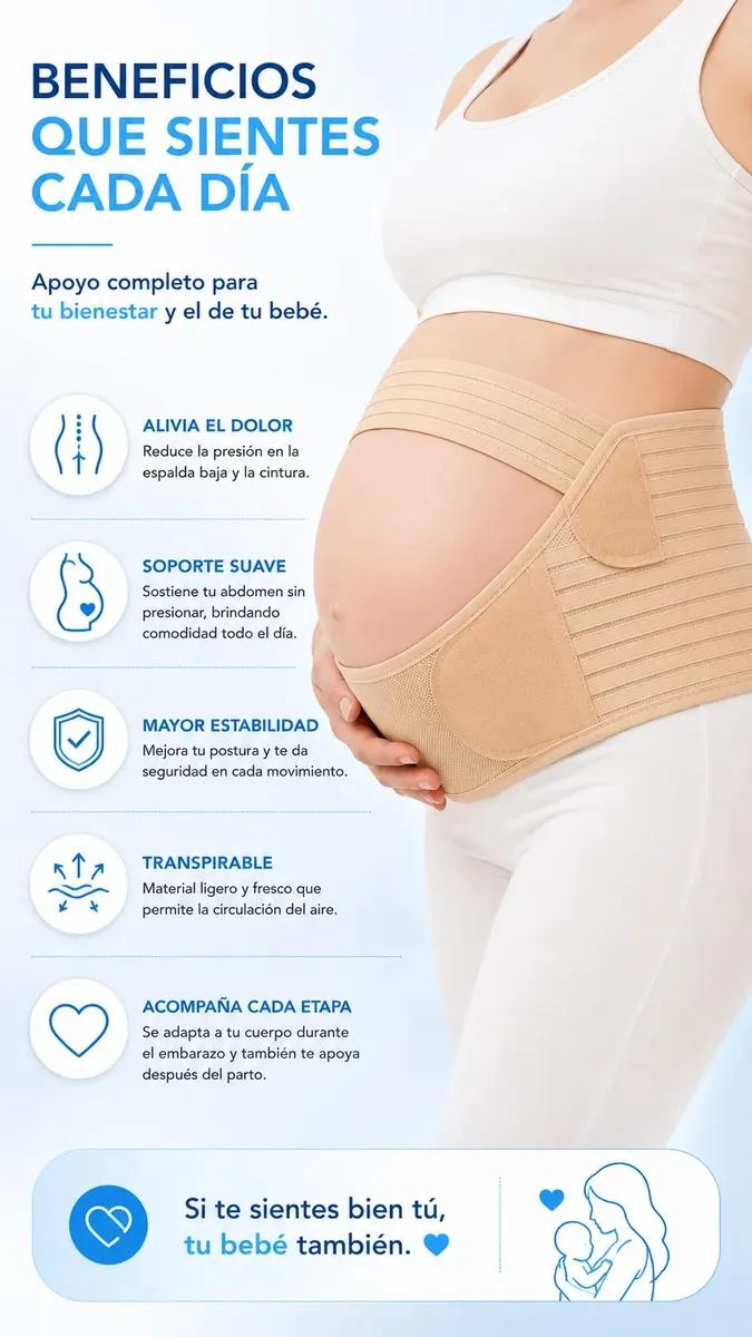FAJA PRENATAL AJUSTABLE PARA SOPORTE LUMBAR Y ABDOMINAL - 4