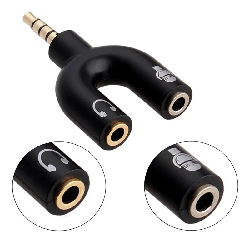 ADAPTADOR SEPARADOR DE SEÑAL PARA MICROFONO Y AUDIFONO TRRS - 3