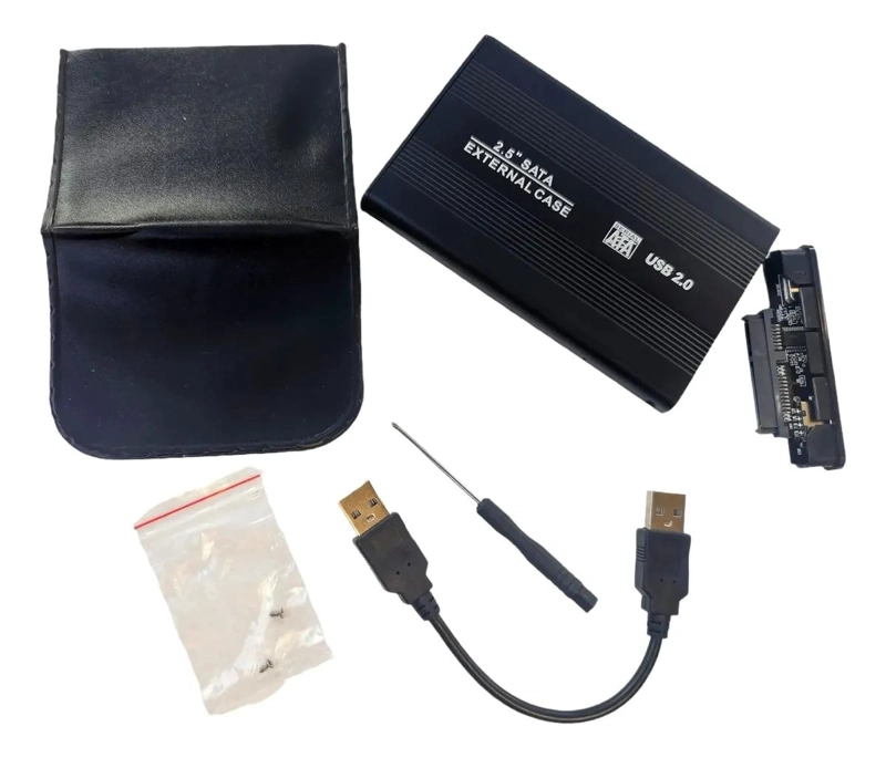 COFRE PARA DISCO DURO EXTERNO 2.5 USB 2.0 SATA SSD NEGRO - 1