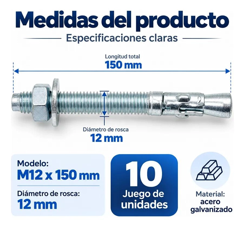 PERNOS DE ANCLAJE GALVANIZADOS PARA CONSTRUCCION PESADA - 2