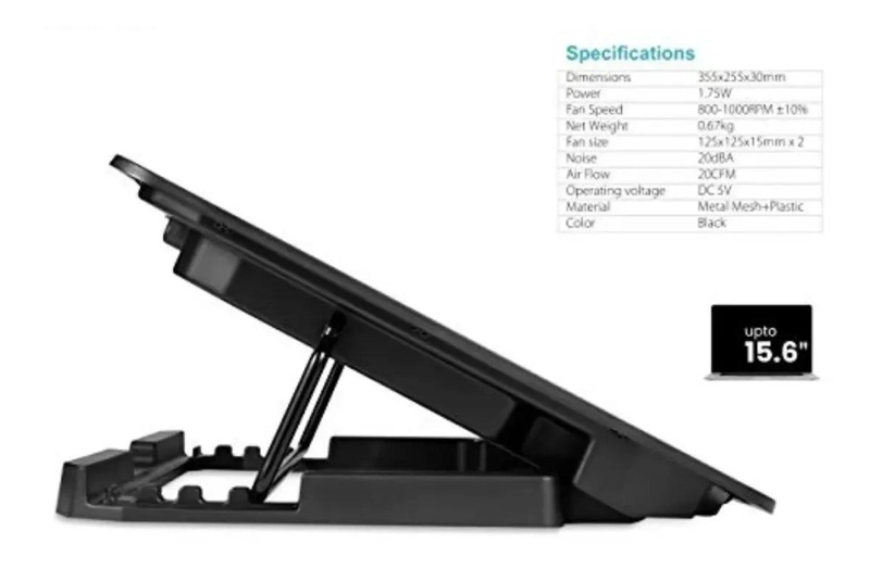 BASE DE ENFRIAMIENTO ERGONOMICA PARA LAPTOP CON VENTILADOR - 3