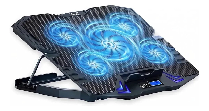 BASE REFRIGERANTE PARA NOTEBOOK DE 17' CON 5 VENTILADORES Y PANTALLA LCD - 1