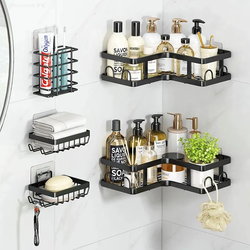 ORGANIZADOR DE PARED PARA DUCHA 5 PIEZAS COLOR NEGRO - 10