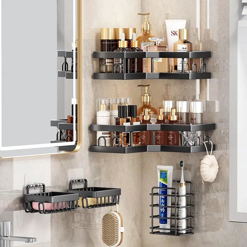 ORGANIZADOR DE PARED PARA DUCHA 5 PIEZAS COLOR NEGRO - 8