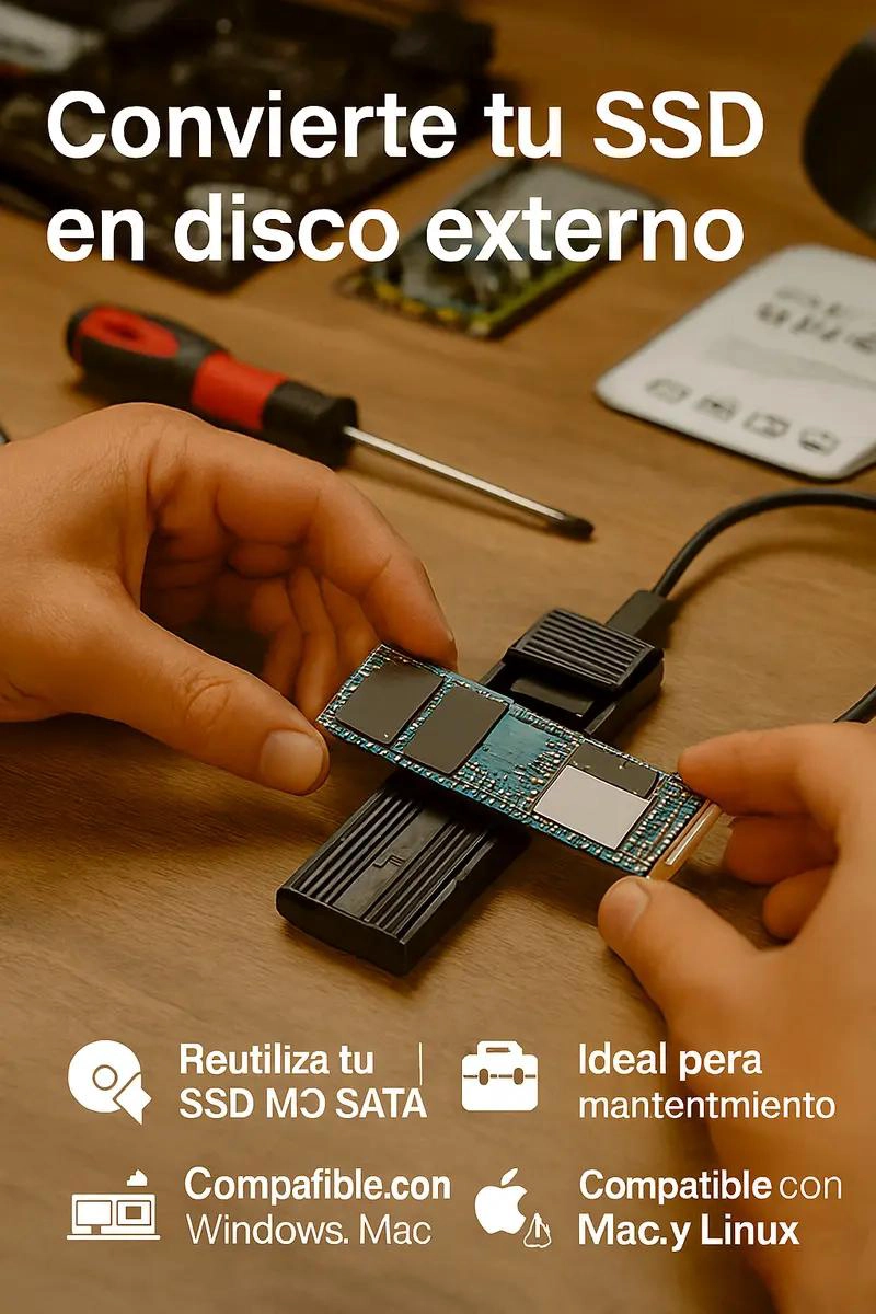 COFRE ADAPTADOR DISCO M.2 SATA A USB C 3.0 COMPACTO - 2