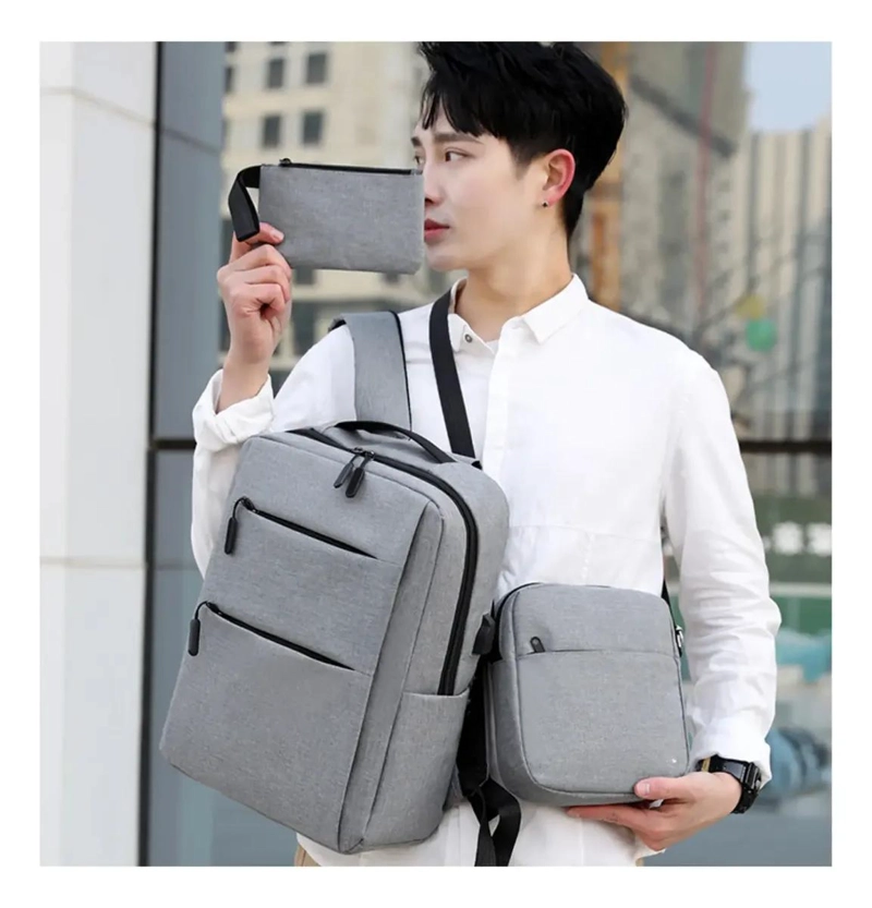 SET DE 3 MOCHILAS CON CARGA USB Y DISEÑO VERSATIL - 9