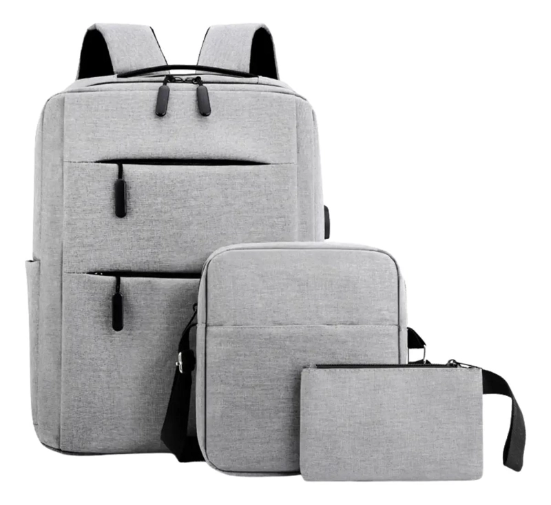 SET DE 3 MOCHILAS CON PUERTO USB PARA LAPTOP Y ACCESORIOS - 1
