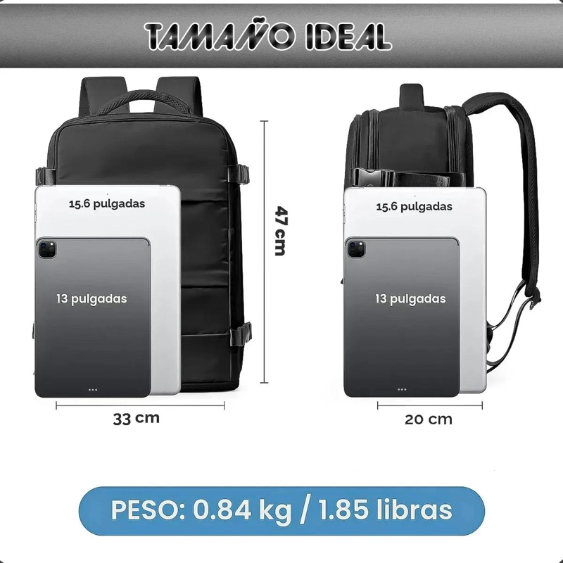MOCHILA IMPERMEABLE PARA VIAJE Y NOTEBOOK DE 15.6 PULGADAS - 2