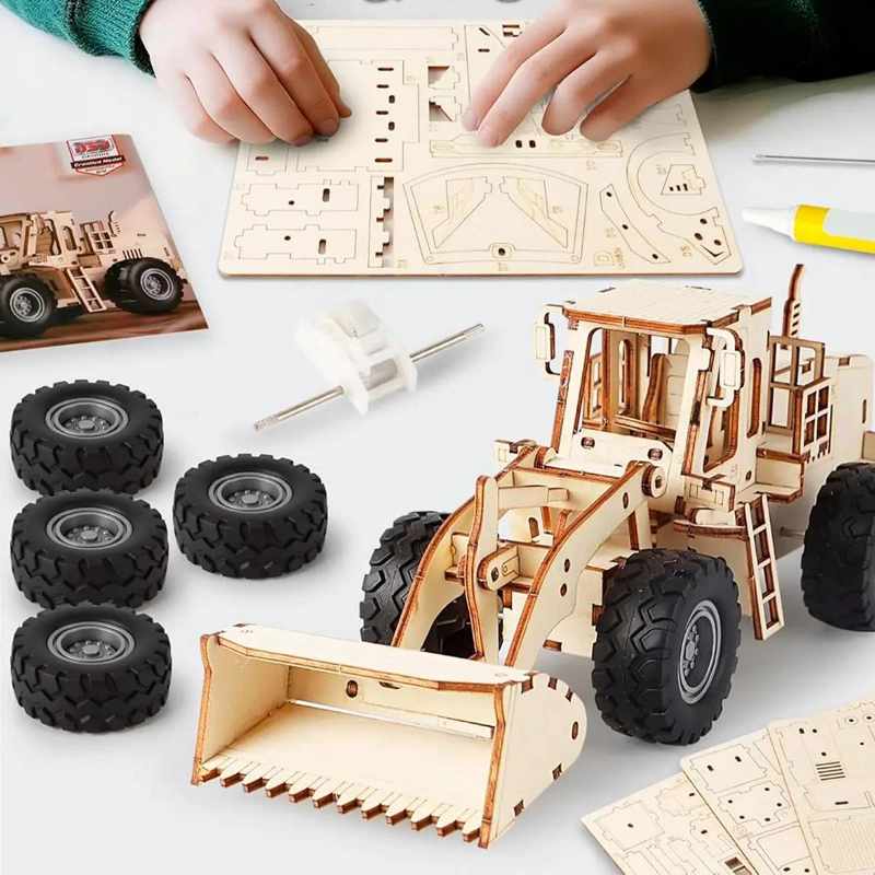 PUZZLE 3D RETROEXCAVADORA DE MADERA MDF 106 PIEZAS - 5