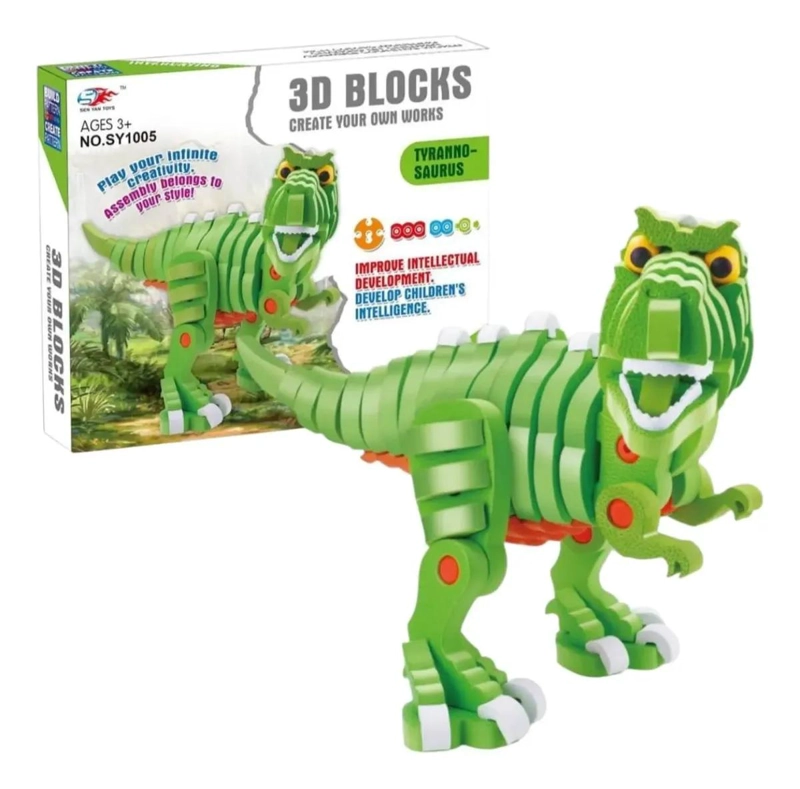 SET DE BLOQUES ARMABLES 3D DE DINOSAURIO CON 104 PIEZAS - 1